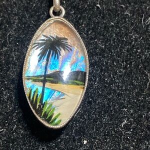 Sterling Thomas L Mott butterfly wing pendant with chain.